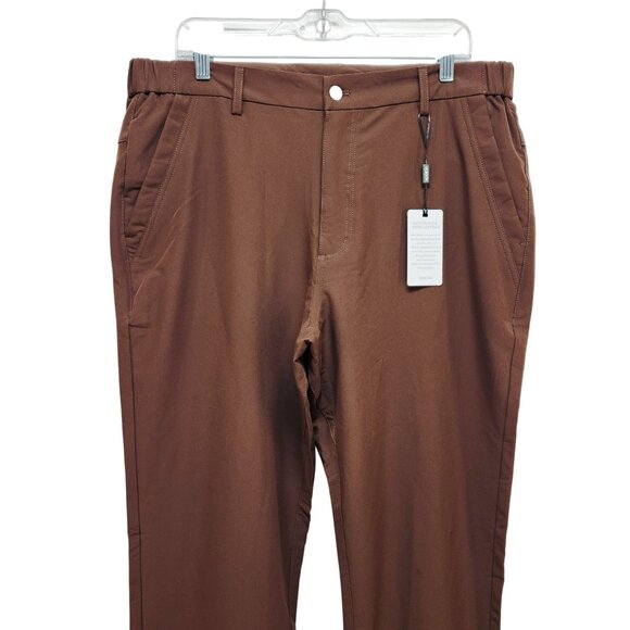 Veboon Mens Proflex Pants Size 36x32 Cotton Flex Polo Slim Fit Brown Formal - Picture 4 of 9